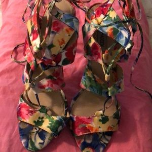 Steve Madden lace up floral heels
